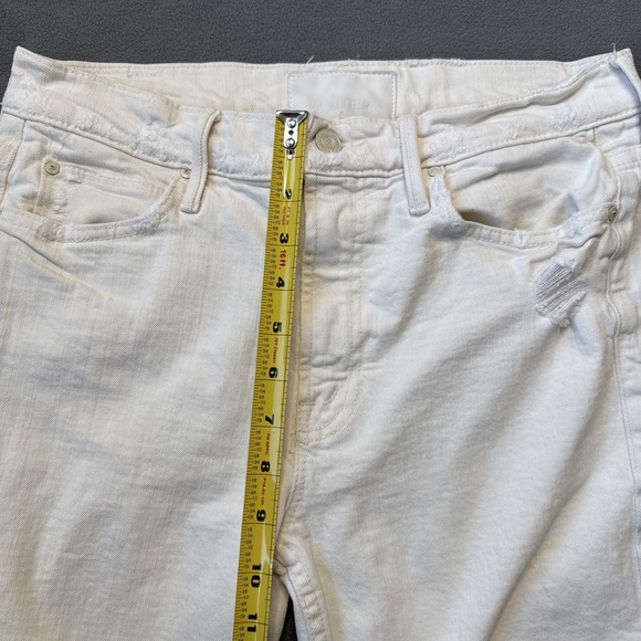 Mother Jeans Womens 29 Ivory Flirt Chew Unnatural Acts Mid Rise Distressed - Picture 10 of 14
